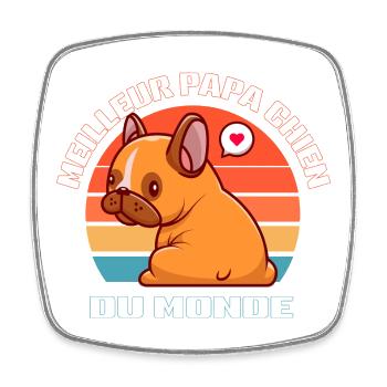 Meilleur Papa Chien du Monde - Magnet carré - blanc - Devant