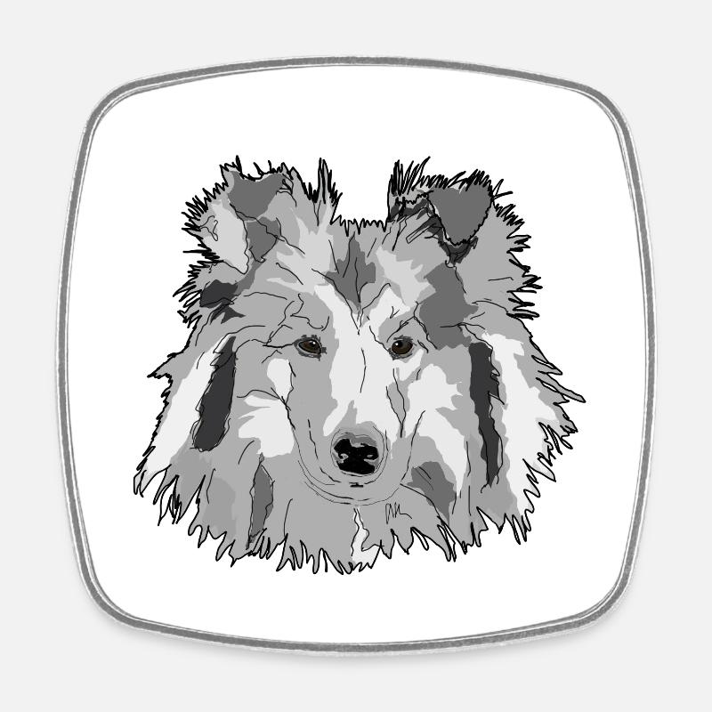 Collie - Viereckiger Kühlschrankmagnet - Weiß