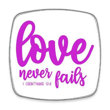t-shirt love never fails bible Valentines day - Square fridge magnet - white - Front