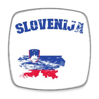 Slovenia Flag Map used - Square fridge magnet - white - Front