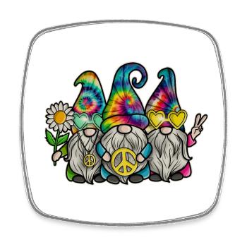 Hippie Gnomes Peace Tie Dye - Square fridge magnet - white - Front
