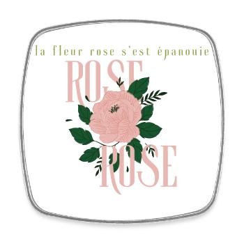Rose Bloom French Floral Typography - Square fridge magnet - white - Front