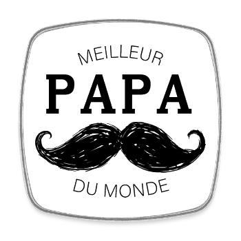 Meilleur papa moustachu du monde - Magnet carré - blanc - Devant