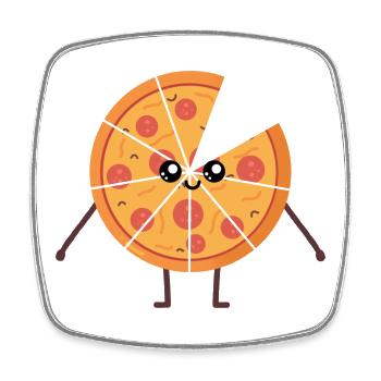 Pizza kawaii lustiges Eltern-Kind-Geschenk - Viereckiger Kühlschrankmagnet - Weiß - Vorne