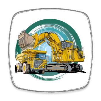 Monster Construction Equipment - Square fridge magnet - white - Front