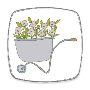schubkarren blumen - Viereckiger Kühlschrankmagnet - Weiß - Vorne