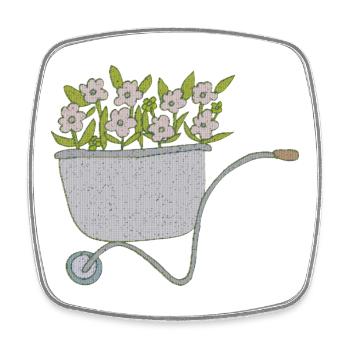 schubkarren blumen - Viereckiger Kühlschrankmagnet - Weiß - Vorne