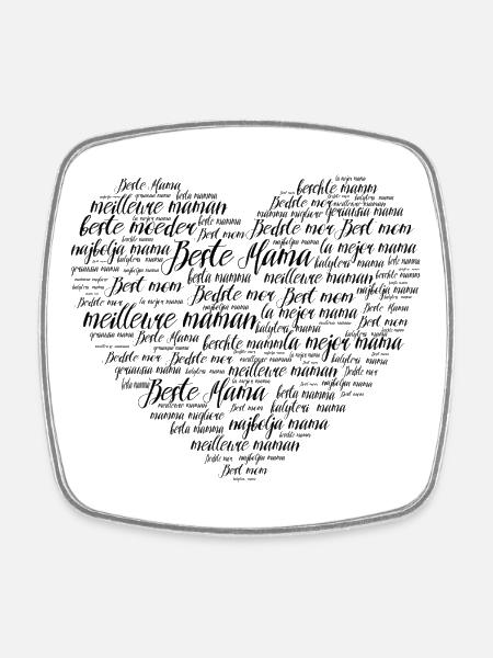 Best Mom Heart Word Cloud Gift - Square fridge magnet - white