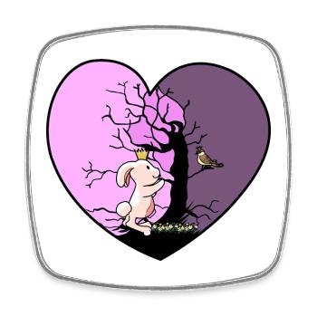 Coeur Lapin Fantaisie Oiseau Enfants Toddler Bébé - Magnet carré - blanc - Devant