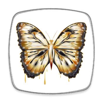 handgezeichneter gold glänzender Schmetterling - Viereckiger Kühlschrankmagnet - Weiß - Vorne
