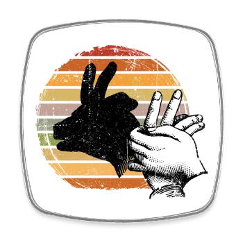 Retro Sunset Peace-Zeichen-Silhouette - Viereckiger Kühlschrankmagnet - Weiß - Vorne