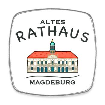 Magdeburg, Historisches Altes Rathaus - Viereckiger Kühlschrankmagnet - Weiß - Vorne