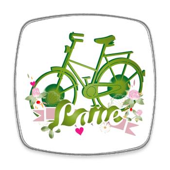 grünes Fahrrad mit ganz viel Liebe gestaltet - Viereckiger Kühlschrankmagnet - Weiß - Vorne