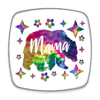 Mama Bär Batik Tie Dye - Viereckiger Kühlschrankmagnet - Weiß - Vorne