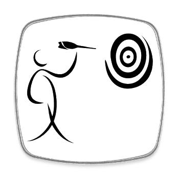 Minimalist darts dart player with dart and dart - Square fridge magnet - white - Front