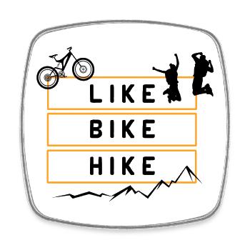 Like Bike Hike Berge Wandern – Grafikdesign Zitat - Viereckiger Kühlschrankmagnet - Weiß - Vorne