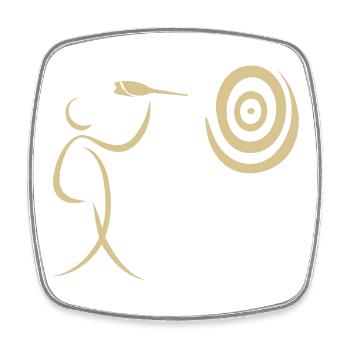 Minimalist darts dart player with dart and dart - Square fridge magnet - white - Front