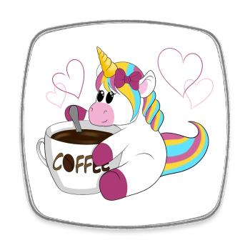 Magie du Café de Licorne Arc-en-ciel - Magnet carré - blanc - Devant