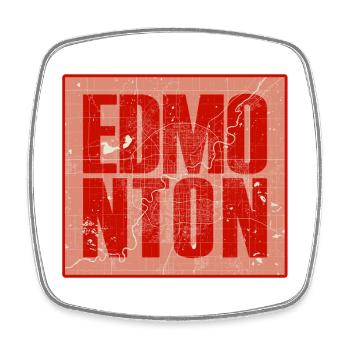 Carte de la ville d’EDMONTON – Design urbain - Magnet carré - blanc - Devant