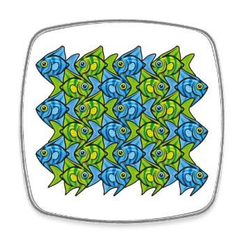 Tessellation des poissons-anges II - Magnet carré - blanc - Devant