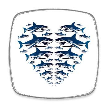 Shark Heart - Viereckiger Kühlschrankmagnet - Weiß - Vorne