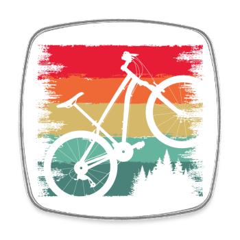 Rainbow Ride Bicycle - Square fridge magnet - white - Front