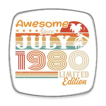 Juillet 1980 Juillet Cadeau d’anniversaire Juillet 1980 - Magnet carré - blanc - Devant