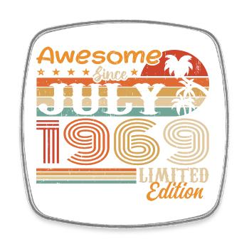 Juillet 1969 Juillet Cadeau d’anniversaire Juillet 1969 - Magnet carré - blanc - Devant