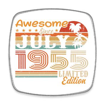 July 1955 July Birthday Present July 1955 - Square fridge magnet - white - Front