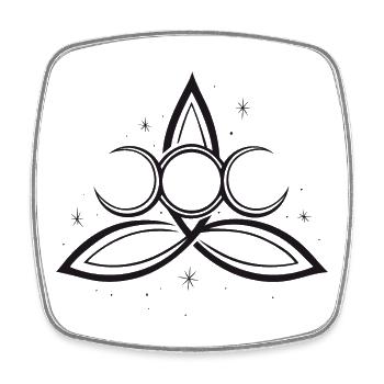 Trinity Triquetra Symbol Mond Triple Moon - Viereckiger Kühlschrankmagnet - Weiß - Vorne