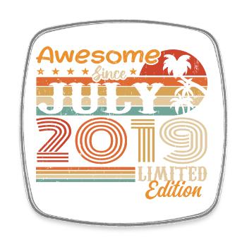 Juli 2019 Juli Geburtstagsgeschenk Juli 2019 - Viereckiger Kühlschrankmagnet - Weiß - Vorne