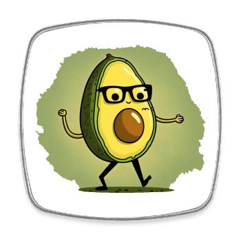 Nerdy Avocada court à travers un pré - Magnet carré - blanc - Devant