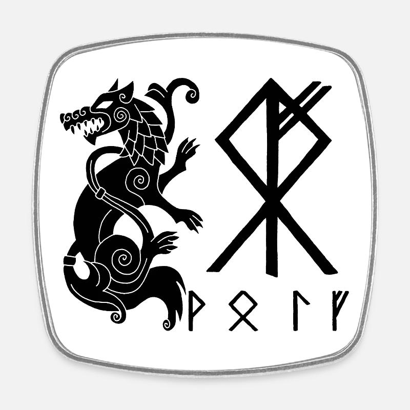 Fenrir Black Wolf - Square fridge magnet - white