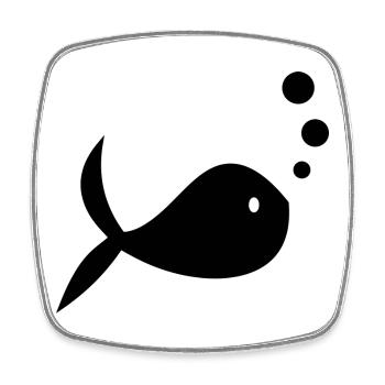 SURF. POISSON. PLAGE. MER. OCEAN. HUMOUR. VACANCES - Magnet carré - blanc - Devant