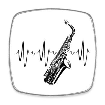 Saxophon Herzschlag Symbol Illustration icon Logo - Viereckiger Kühlschrankmagnet - Weiß - Vorne