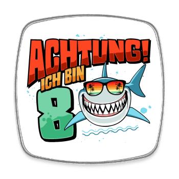 Achtung ich bin 8 - 8 Geburtstag 8 Jahre Geschenk - Viereckiger Kühlschrankmagnet - Weiß - Vorne