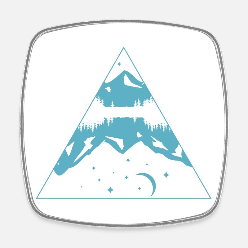 Outdoors and Nature Mountains Moon Lake Triangle - Square fridge magnet - white