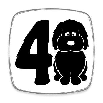 40 Jahre (und) glücklich mit Hund - Viereckiger Kühlschrankmagnet - Weiß - Vorne
