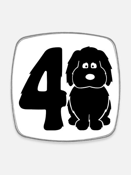 40 ans (et) heureux avec un chien - Magnet carré - blanc