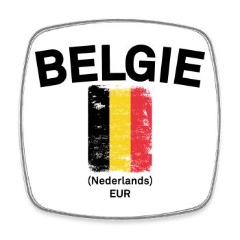 Belgian Brush Flag Distressed - Square fridge magnet - white - Front