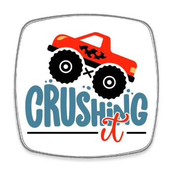 Crushing It Hotrod Grafik - Viereckiger Kühlschrankmagnet - Weiß - Vorne