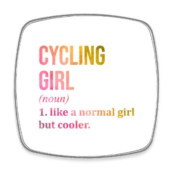 Cycling Girl Funny Quote - Square fridge magnet - white - Front