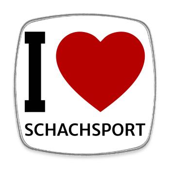 I love SCHACHSPORT - Viereckiger Kühlschrankmagnet - Weiß - Vorne