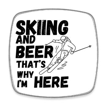 Skiing and Beer - Viereckiger Kühlschrankmagnet - Weiß - Vorne