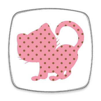 Katze rosa pink Dots Punkte Silhouette Fan - Viereckiger Kühlschrankmagnet - Weiß - Vorne