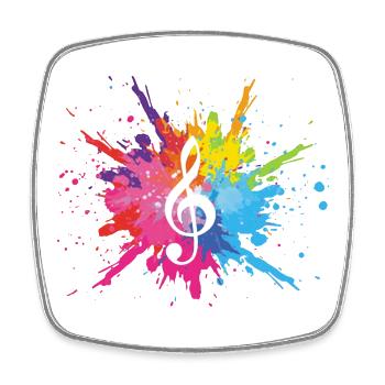 Music and multicolored explosion (white) - Square fridge magnet - white - Front