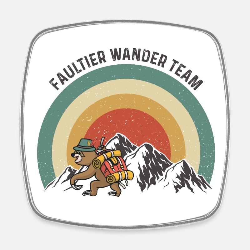 Faultier Wander Team - Viereckiger Kühlschrankmagnet - Weiß