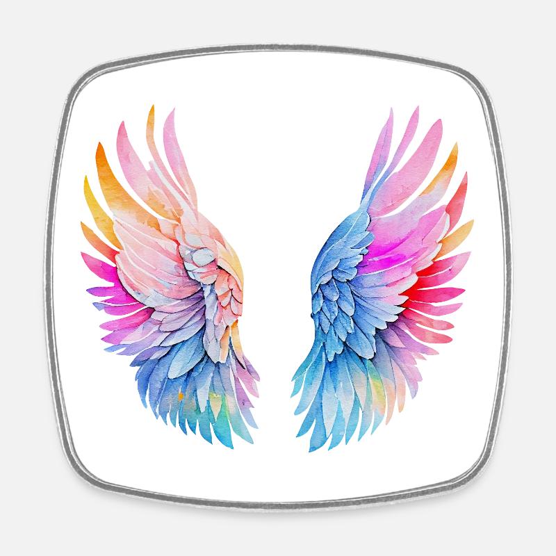 Rainbow Angel Wings - Square fridge magnet - white