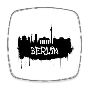 Berlin Graffiti Skyline - Square fridge magnet - white - Front