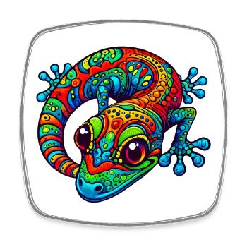 Gecko - Viereckiger Kühlschrankmagnet - Weiß - Vorne